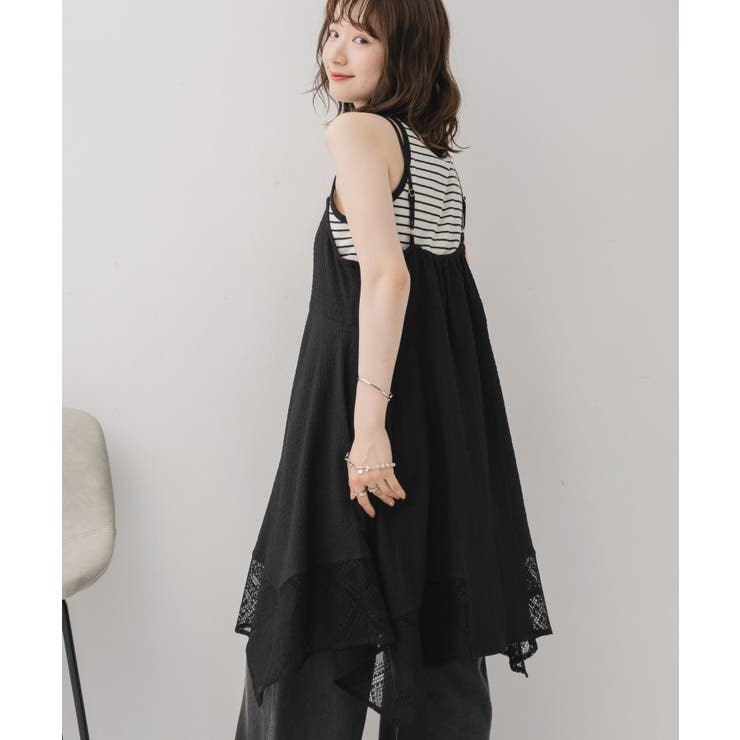 BLK1 | イレヘムレースチュニックOP | RETRO GIRL