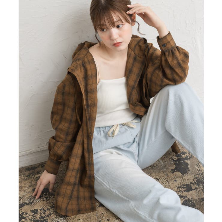 C/BRN | シアーフーディーシャツ | RETRO GIRL