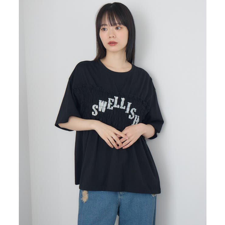 tシャツ 切り替え シャーリング Tシャツ レディース シャーリング切替TEE[品番：RTGW0009351]｜RETRO GIRL（レトロ