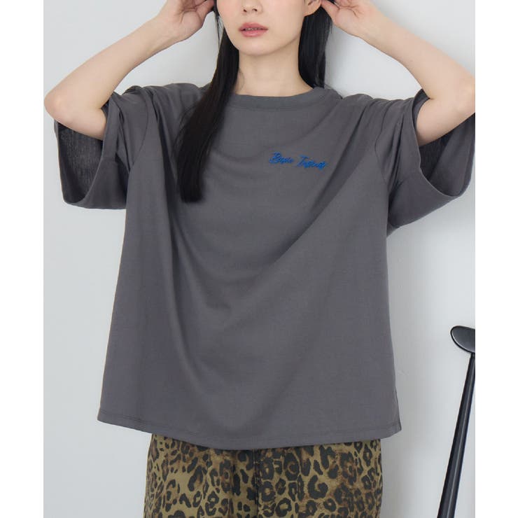 GRY2 | ブラシ刺繍BIGTEE | RETRO GIRL