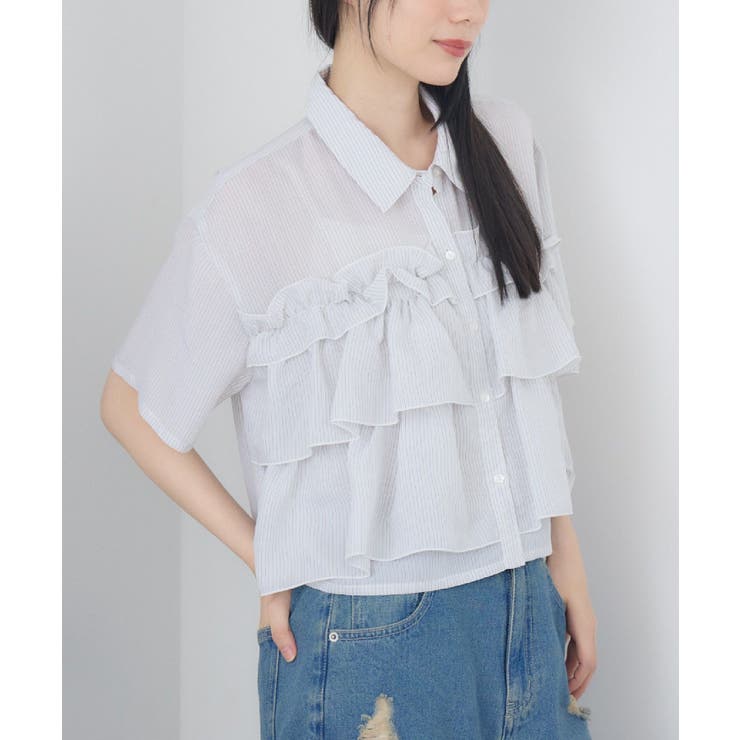 P/WHT | シアーフリルSH | RETRO GIRL