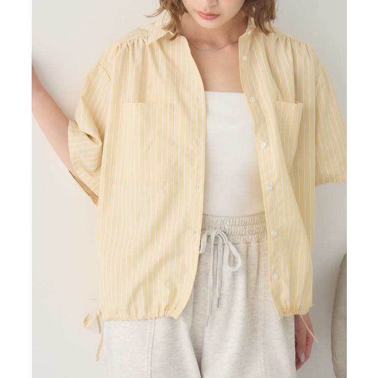 P/YEL | ギャザードルマン半袖SH | RETRO GIRL