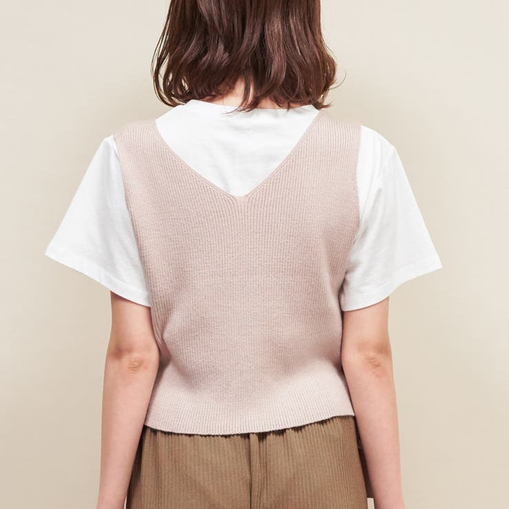 ○RETRO GIRL○ レースアップニットベスト[品番：RTGW0001276