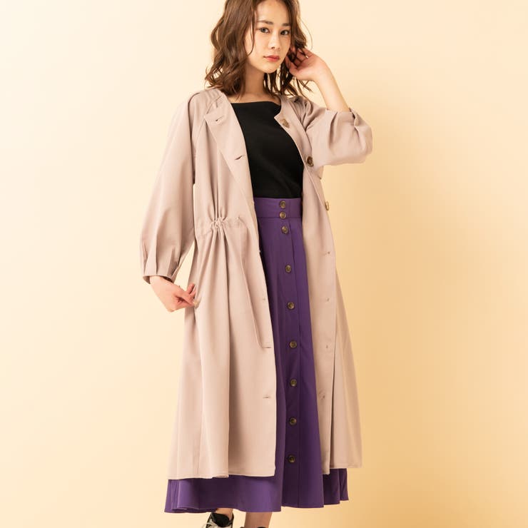 ○RETRO GIRL○ 8分袖ノーカラーコート[品番：RTGW0000793