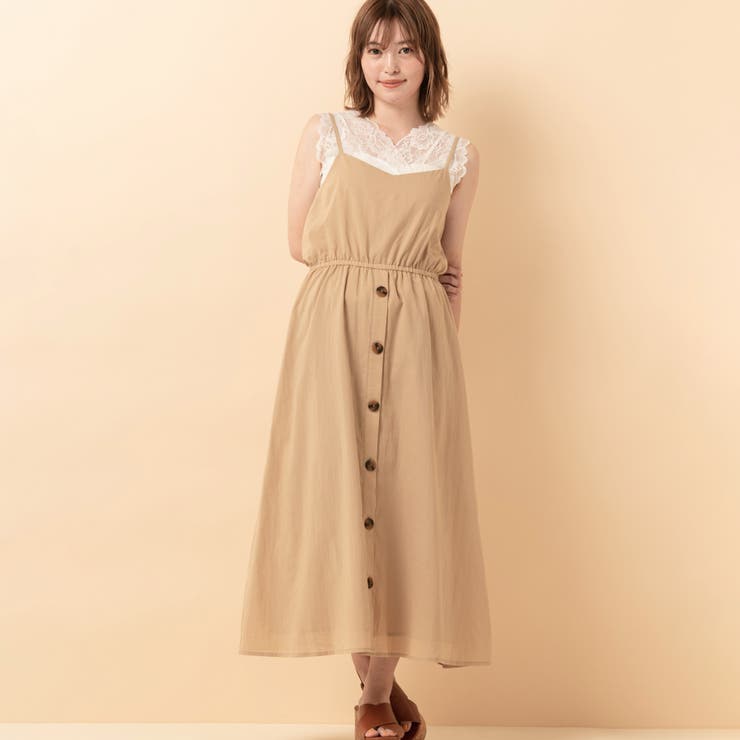 ○RETRO GIRL○ Bリボン前開キキャミOP[品番：RTGW0000998