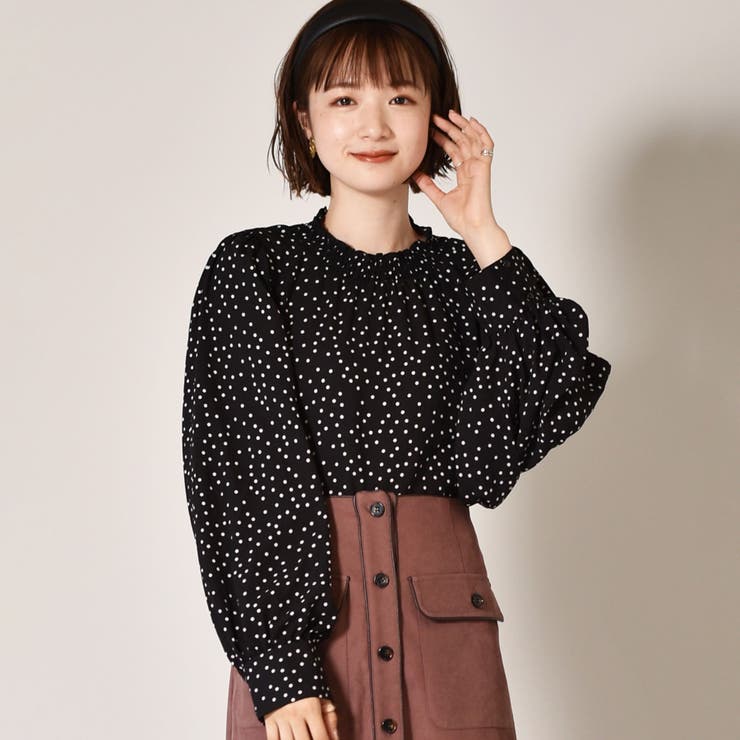 ブラック/ドット | ◆RETRO GIRL◆ HN袖ボリュームBL | RETRO GIRL