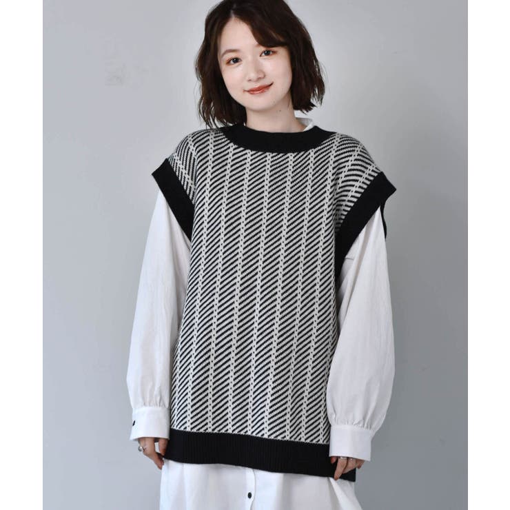 ■RETRO GIRL■ 柄JQリバーニットベスト | RETRO GIRL | 詳細画像2 