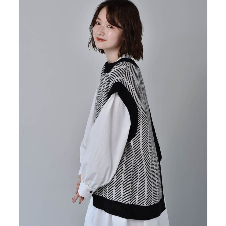 ■RETRO GIRL■ 柄JQリバーニットベスト | RETRO GIRL | 詳細画像3 