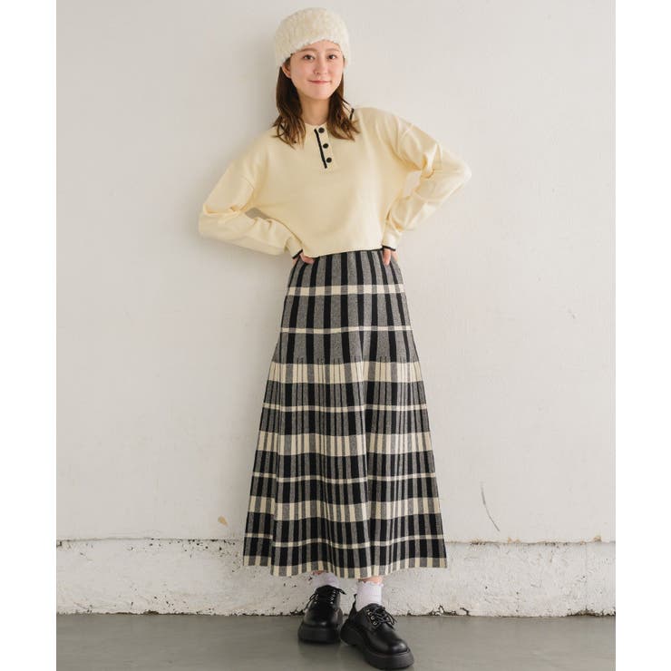 襟付きラインニットPO 【レトロガール】ニットプルオーバー/ショート丈トップス | RETRO GIRL | 詳細画像6 