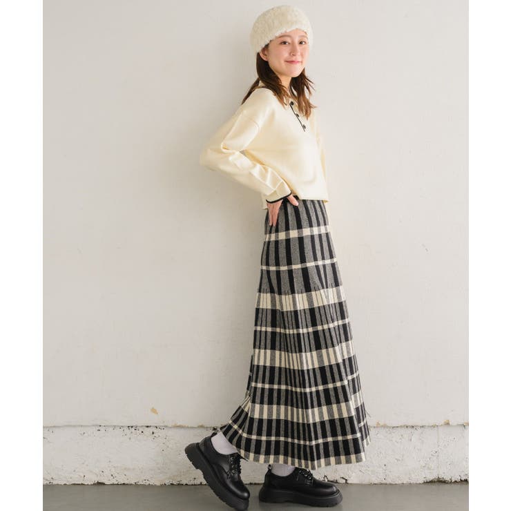 襟付きラインニットPO 【レトロガール】ニットプルオーバー/ショート丈トップス | RETRO GIRL | 詳細画像7 