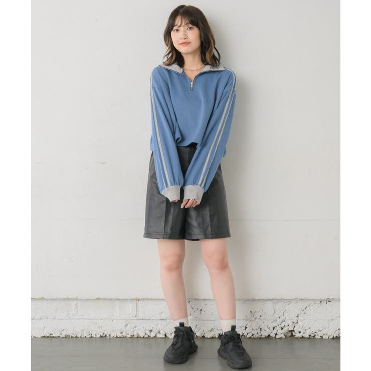 【美品】公式 アールイードット 1989レオパードラインスウェットブルー ❤️‍🔥RE. NEW ITEM❤️‍🔥 🌈1989レオパードラインスウェット