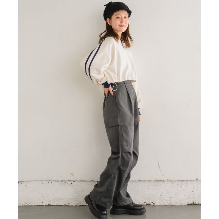 ラインハーフZIPトレーナー 【レトロガール】ショート丈トップス/スポーティー | RETRO GIRL | 詳細画像7 