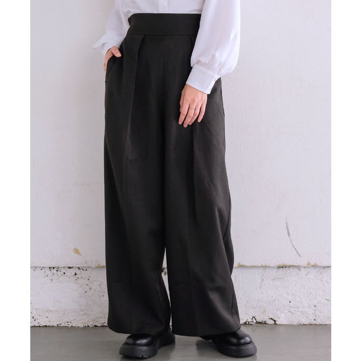 BLK1 | インタックワイドPT タックパンツ ワイドパンツ | RETRO GIRL