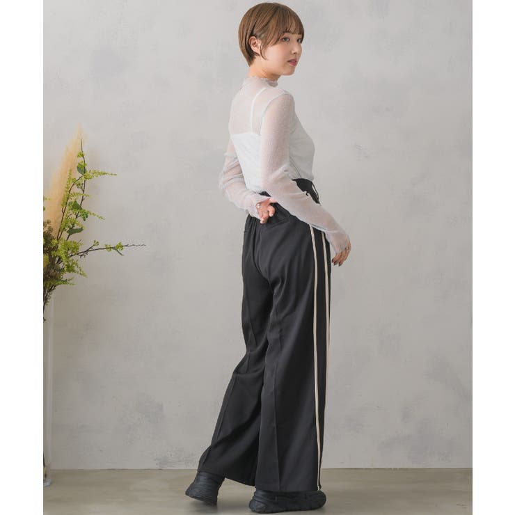 サイドラインワイドPT レトロガール ラインパンツ[品番