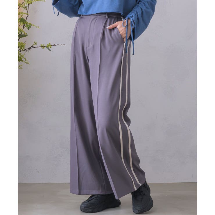 GRY0 | サイドラインワイドPT レトロガール ラインパンツ | RETRO GIRL