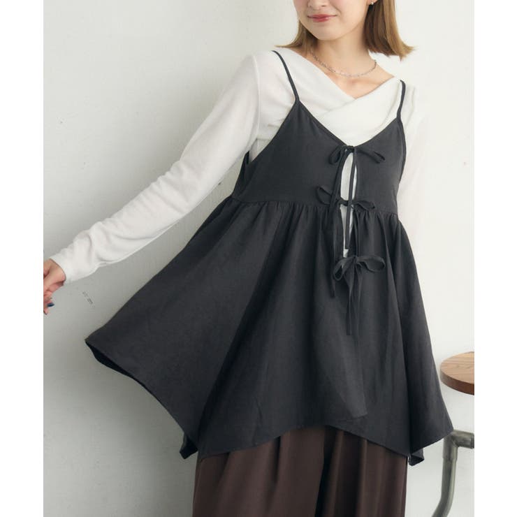 BLK1 | リボン2WAYチュニックキャミOP | RETRO GIRL