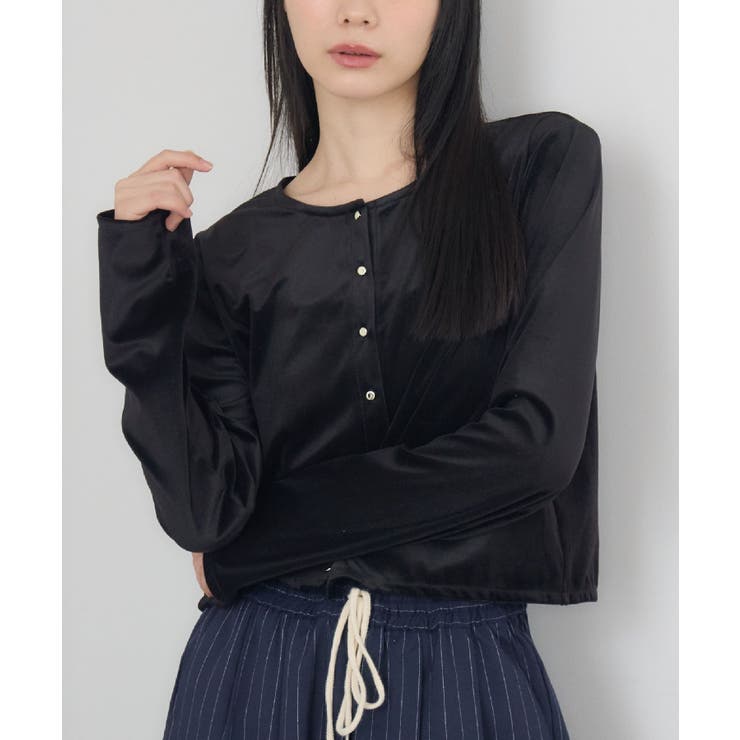BLK1 | ベロア金釦カーデ | RETRO GIRL