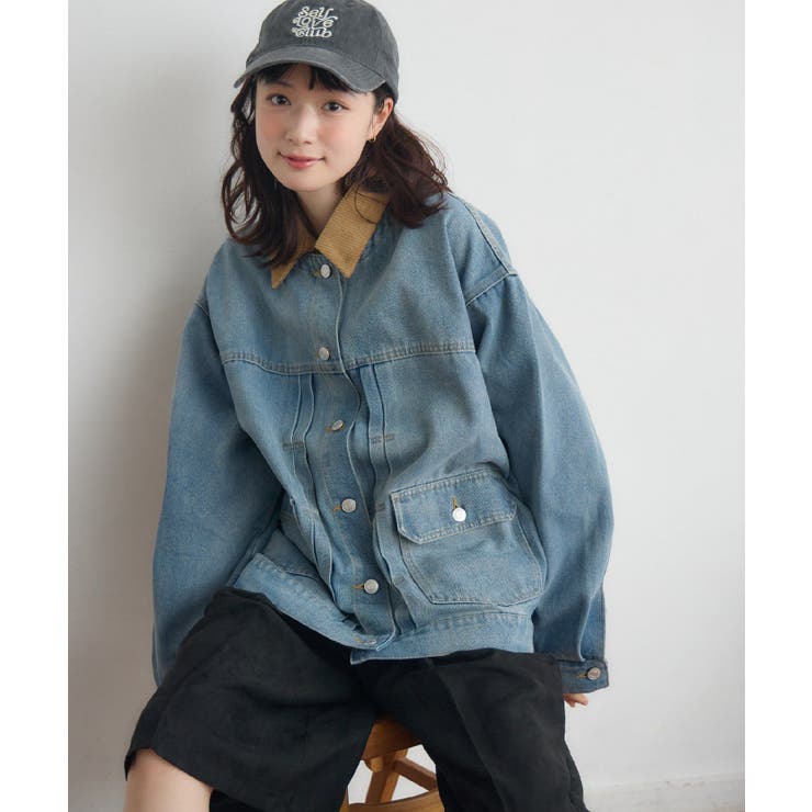 コーデュロイ衿デニムGジャン | RETRO GIRL | 詳細画像3 