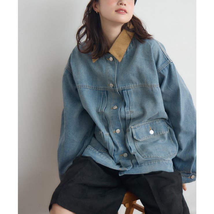 BLU3 | コーデュロイ衿デニムGジャン | RETRO GIRL