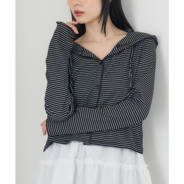 B/BLK | フード付CTカーデ | RETRO GIRL