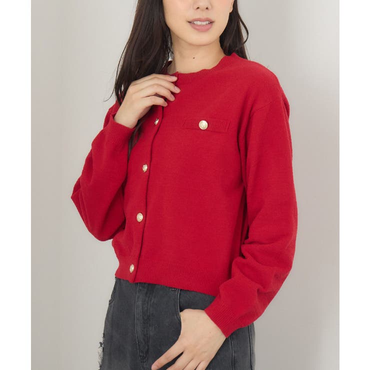 RED0 | モール金釦カーデ | RETRO GIRL