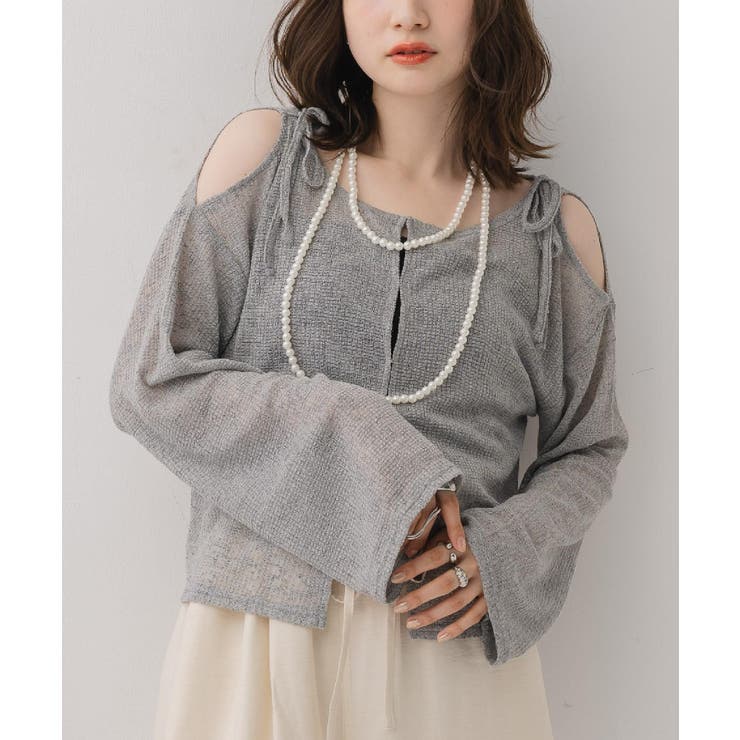 GRY0 | 【前後2way】肩スリットメランジカーデ | RETRO GIRL