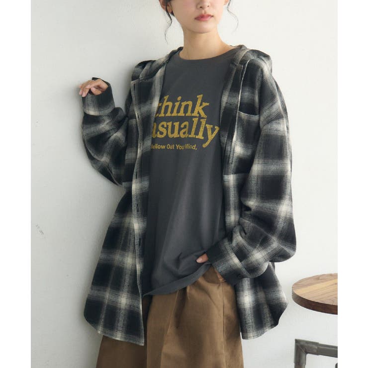 C/BLK | チェックフーディーBIGSH | RETRO GIRL