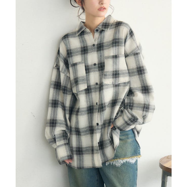 C/GRY | チェックBIGシャツ | RETRO GIRL
