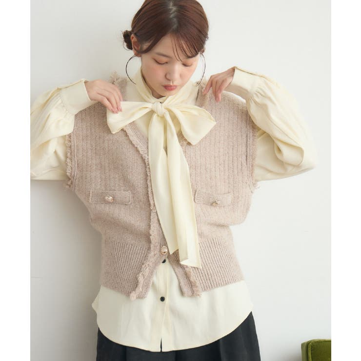 BEG0 | フリンジNT金釦ベスト | RETRO GIRL