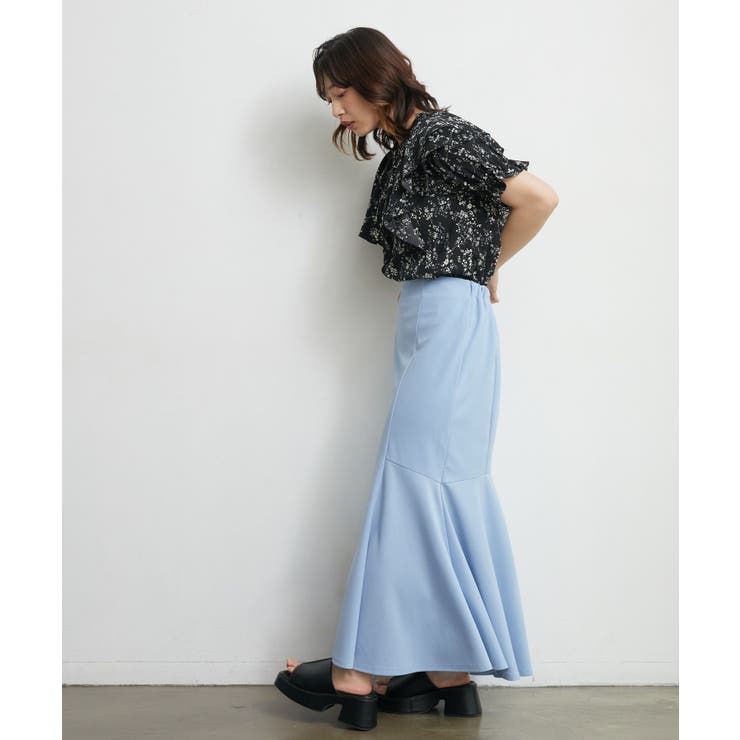 美品＊シルク100% blue girlフリル花柄　半袖ブラウスピンク alotta ブラウス シャツ 配色パイピングフリルブラウス