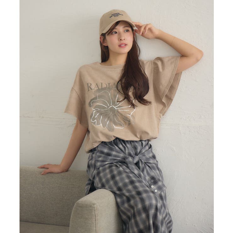 花プリント袖フリルTEE | RETRO GIRL | 詳細画像2 