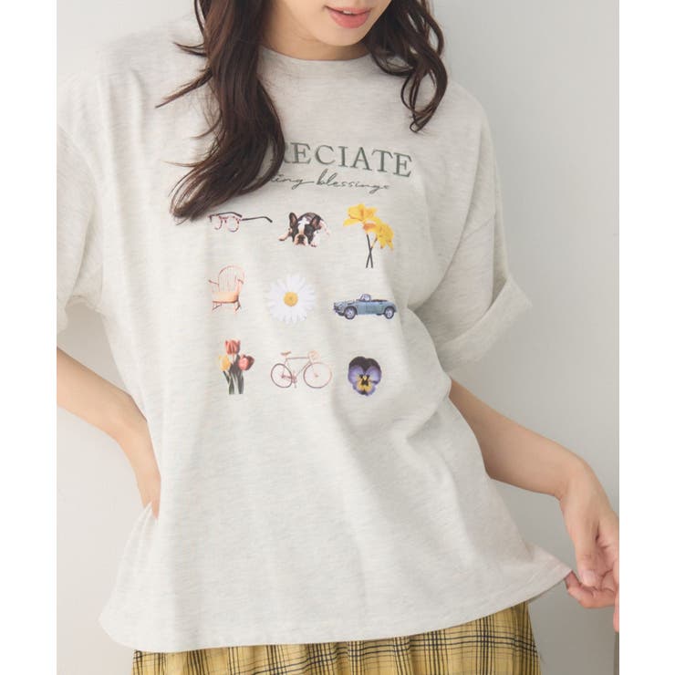 P/WHT | ランダムプリントBIGTEE | RETRO GIRL