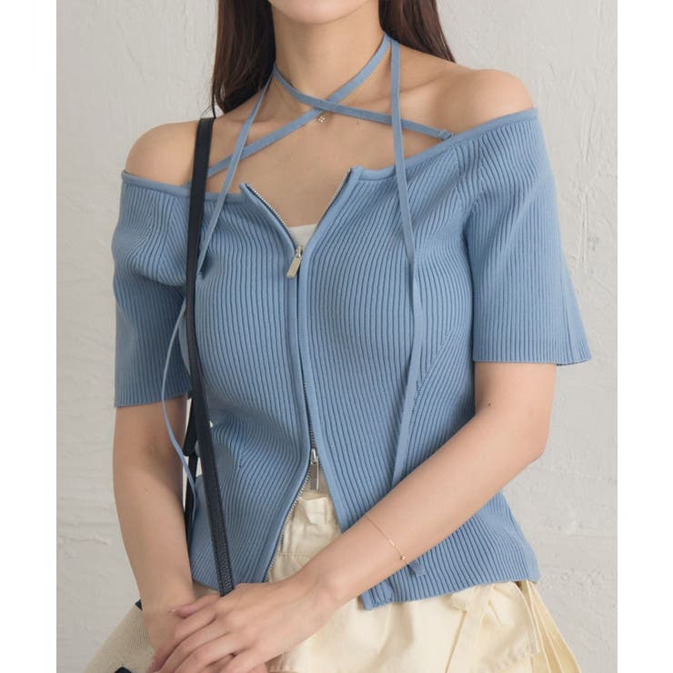 BLU0 | ホルターWZIPカーデ | RETRO GIRL