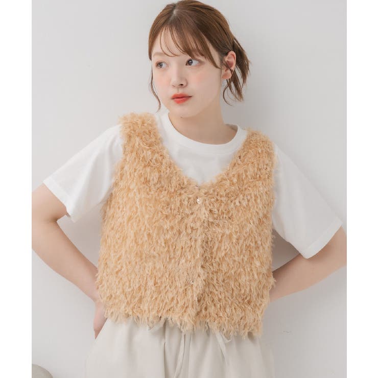 BEG0 | 前釦フェザーベスト | RETRO GIRL