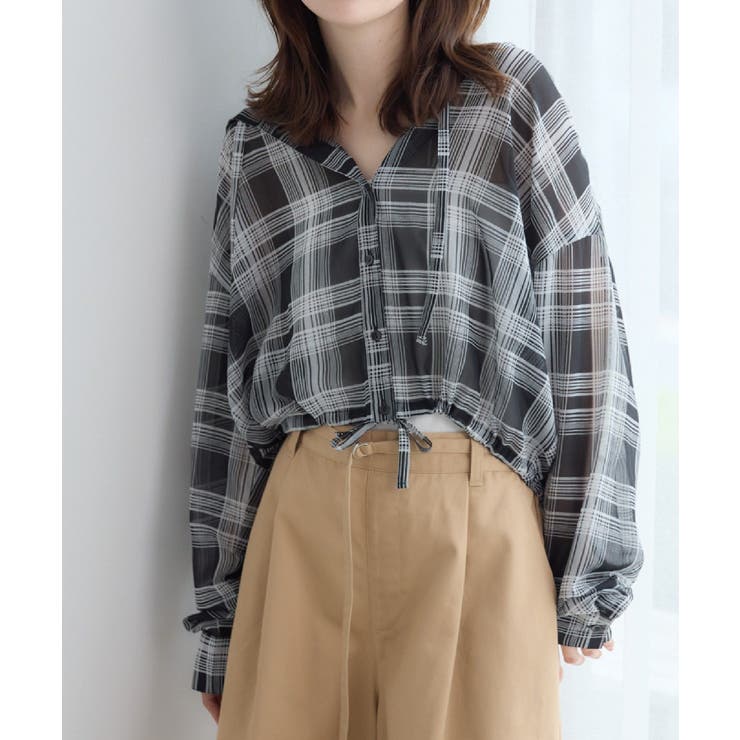 C/BLK | シアーフーディーシャツ | RETRO GIRL