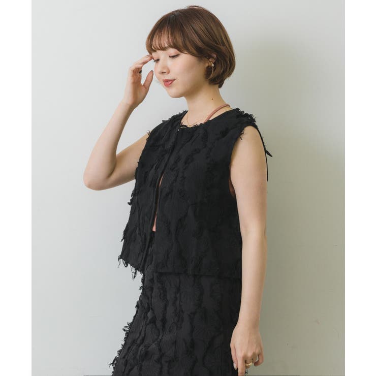 ノーカラージャガードベスト[品番：RTGW0006729]｜RETRO GIRL