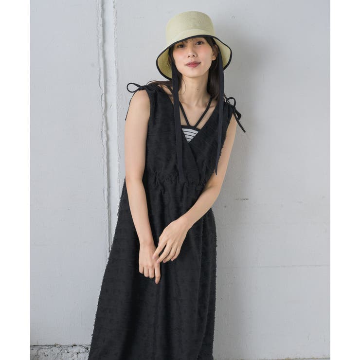 BLK1 | リボンギャザーノースリOP | RETRO GIRL