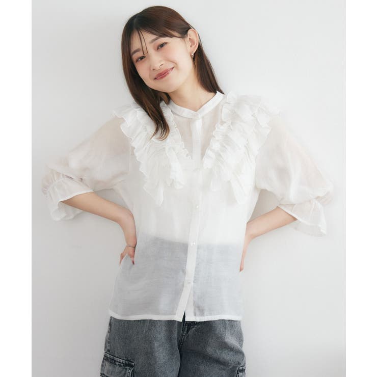 WHT1 | 肩フリルシアーBL | RETRO GIRL