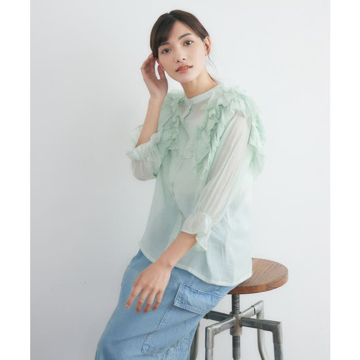 GRN0 | 肩フリルシアーBL | RETRO GIRL