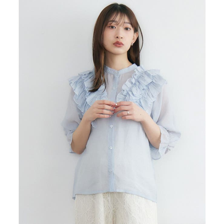 BLU0 | 肩フリルシアーBL | RETRO GIRL