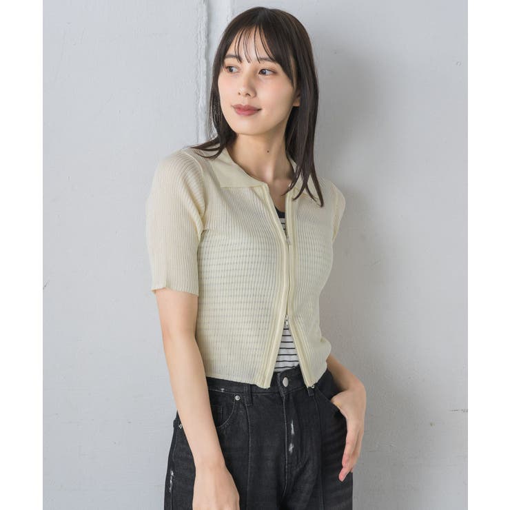 WHT4 | 5分袖ZIPカーデ | RETRO GIRL