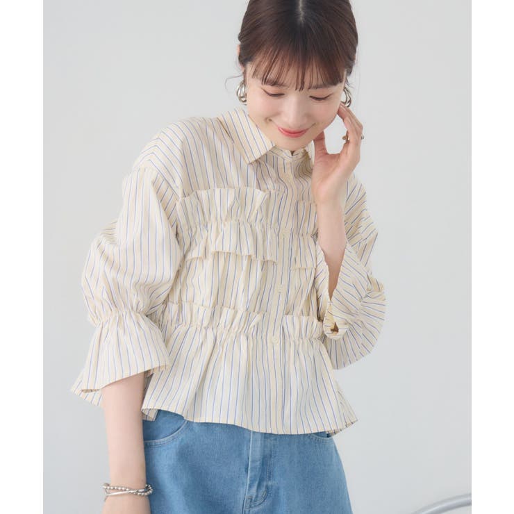 P/YEL | フリルギャザーSH | RETRO GIRL