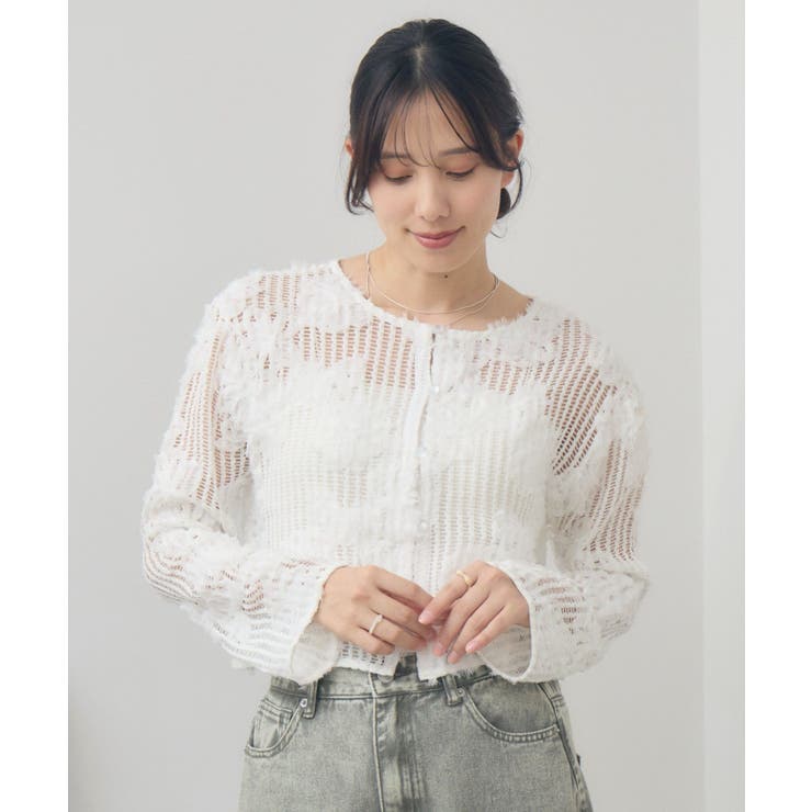 WHT2 | フラワーメッシュカーデ | RETRO GIRL