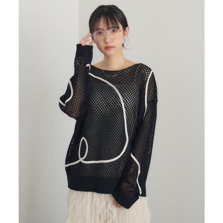 コード刺繍メッシュNT[品番：RTGW0008896]｜RETRO GIRL（レトロ