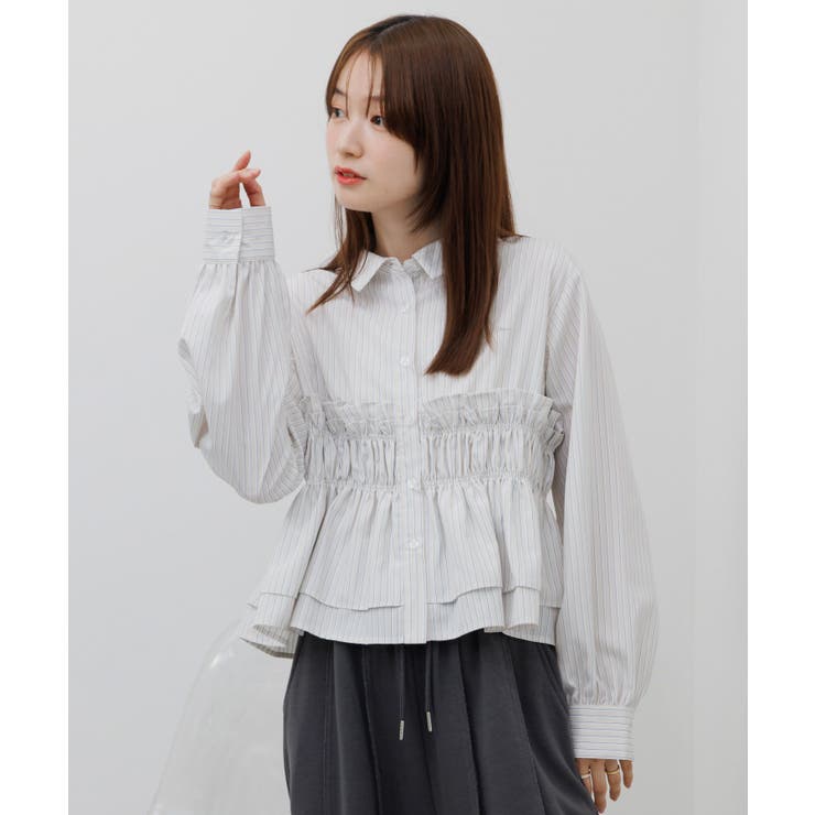 P/BRN | シャーリングペプラムSH | RETRO GIRL