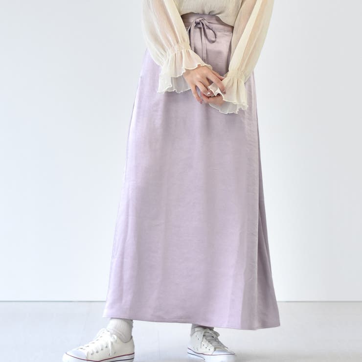 パープル 紫 サテンコート m〜L 秋冬 アウター レトロ きれいめ ベルト付