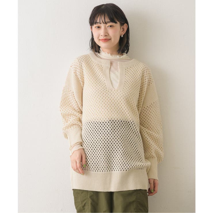 GRY2】メッシュスキッパーニットPO[品番：RTGW0006433]｜RETRO GIRL