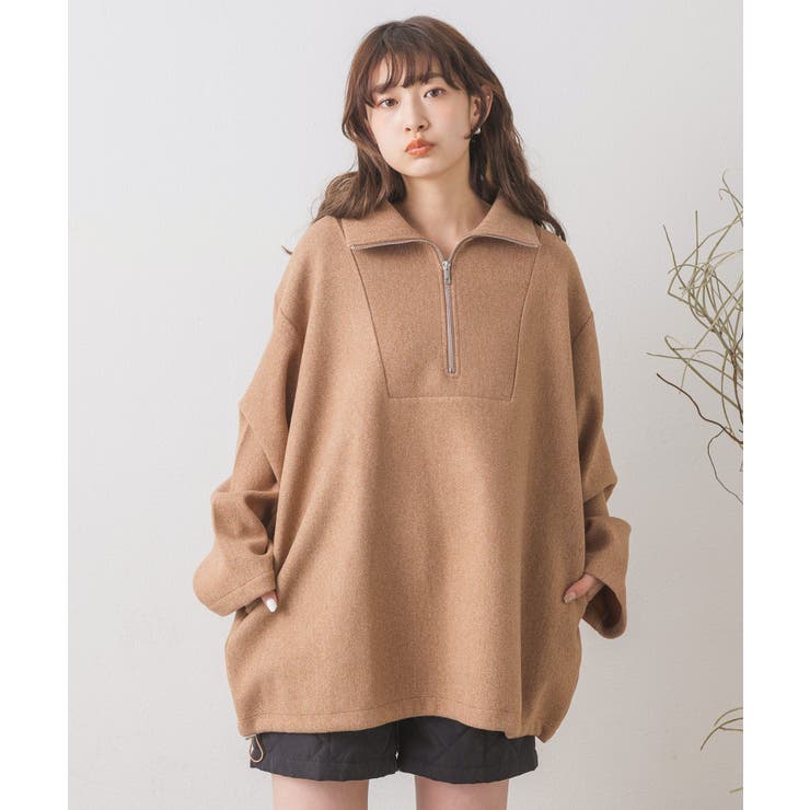 R&D.M.CO 圧縮ニットローブ　ハーフ(ミルクティー) 圧縮ニットハーフジップJK[品番：RTGW0006414]｜RETRO GIRL（レトロ