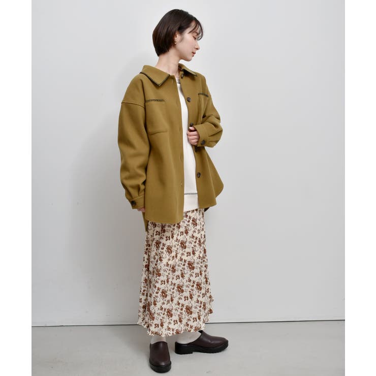 TODAYFUL ステッチウールシャツ ジャケット ウール フライフロント 