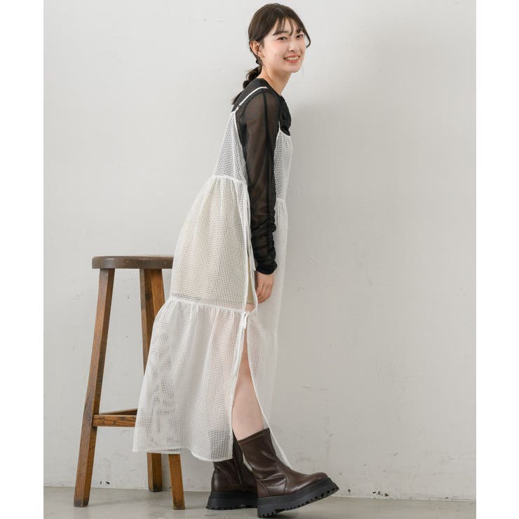 アンティークレースキャミワンピース GRL(グレイル)の「ニット×フラワーレースキャミワンピース